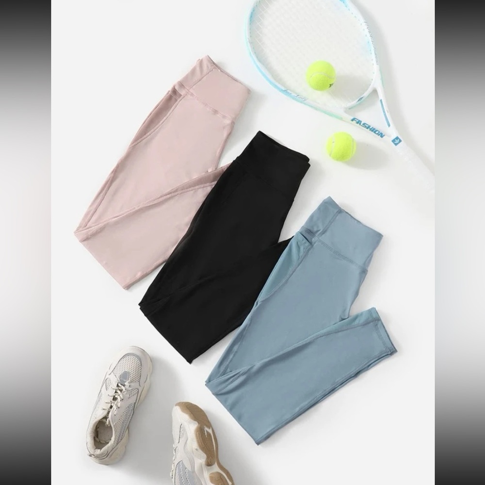 Breathable 3pcs sports leggings with phone pockets